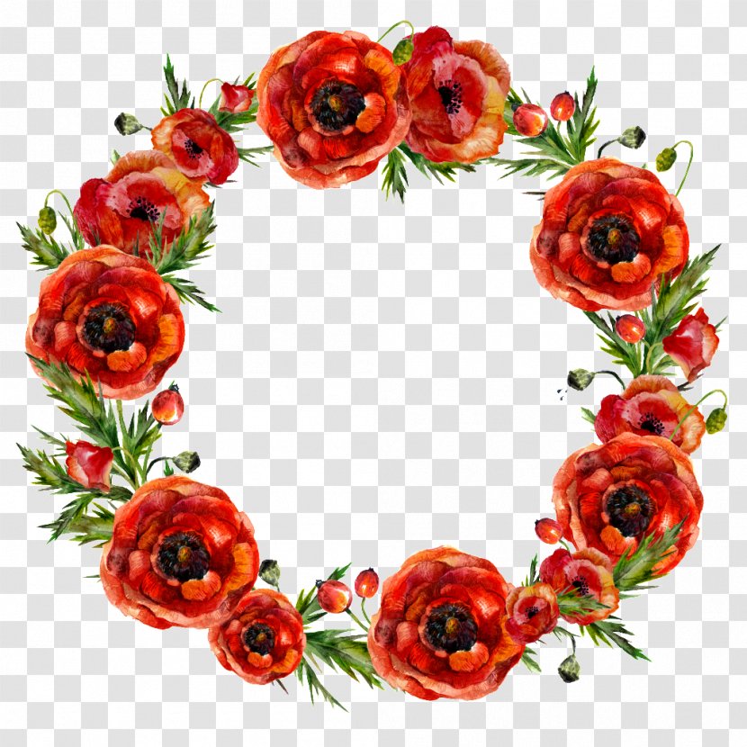 Garland Flower Red Wreath - Rose - Flowers Transparent PNG