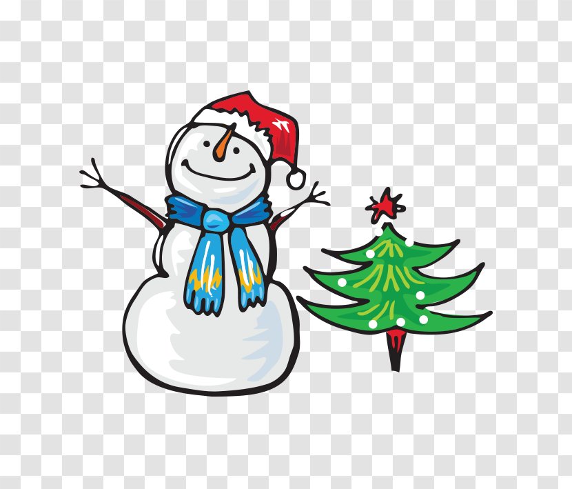 Winter Snowman New Year Child - Vertebrate - Vector Cartoon Tree Transparent PNG