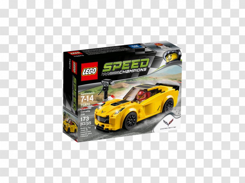 Lego Speed Champions Toy Car Minifigure - Yellow - Corvette Transparent PNG