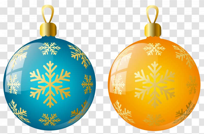 Christmas Ornament Decoration Clip Art - Large Size Transparent Yellow And Blue Ball Ornaments Transparent PNG