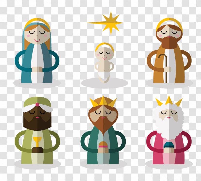 Nativity Of Jesus Scene - Partial Flattening Creative Cartoon Characters Transparent PNG