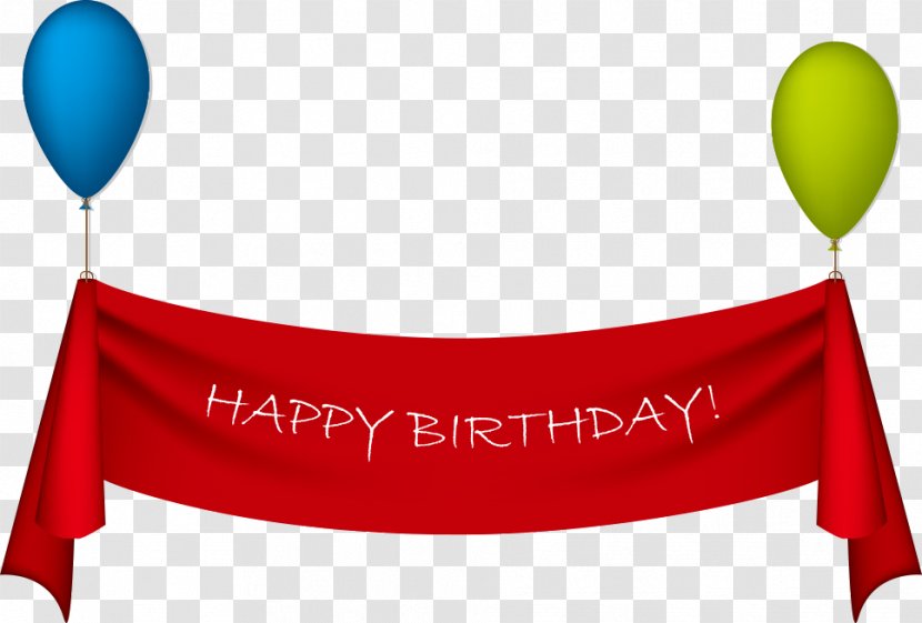 Birthday Ribbon Greeting Card Clip Art - Happy To You - Vector Balloon Banner Transparent PNG