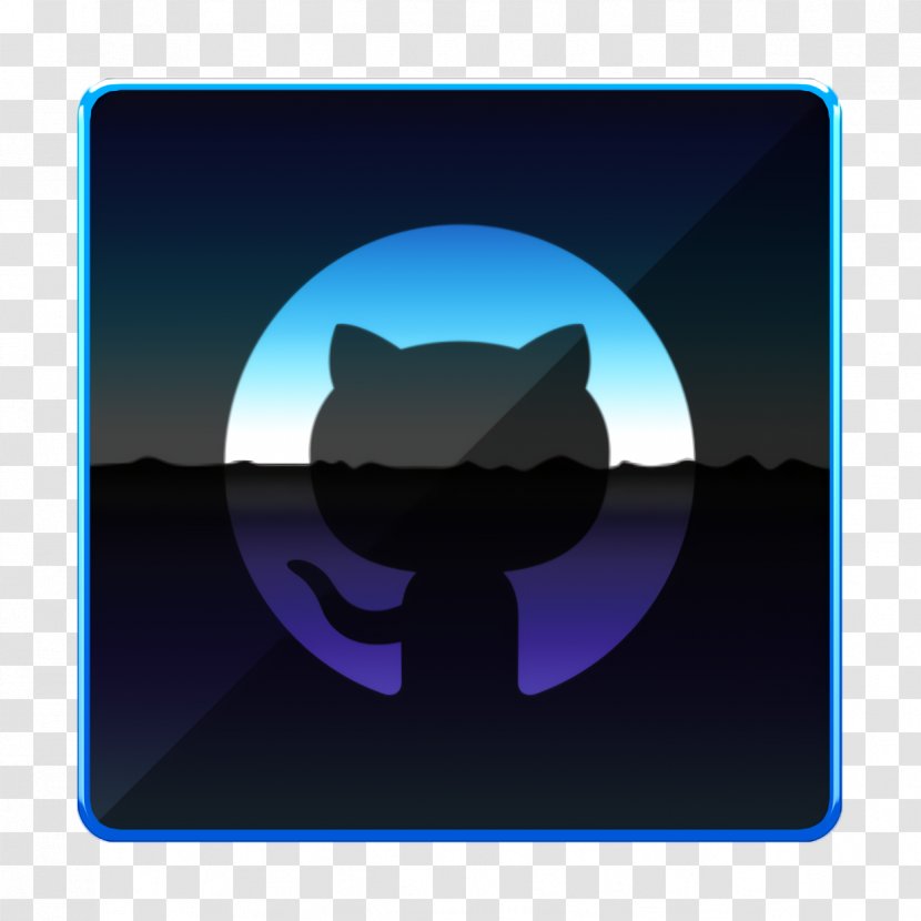 Github Icon Gloss Media - Black Cat - Electric Blue Mobile Phone Case Transparent PNG
