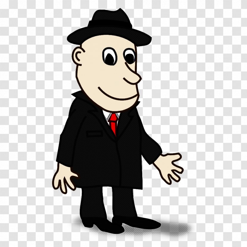 Cartoon Gentleman Smile Hat Pleased - Formal Wear Transparent PNG