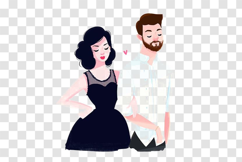 Couple Love Illustration - Cartoon - Hand-painted Transparent PNG