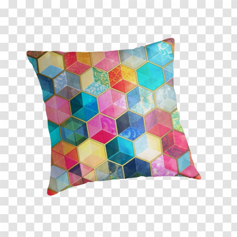 T-shirt Throw Pillows Honeycomb Hoodie Hexagon - Cube - Boho Pattern Transparent PNG