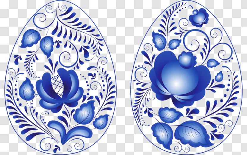 Gzhel Ornament Painting - Plate - Hand-painted Eggs Transparent PNG