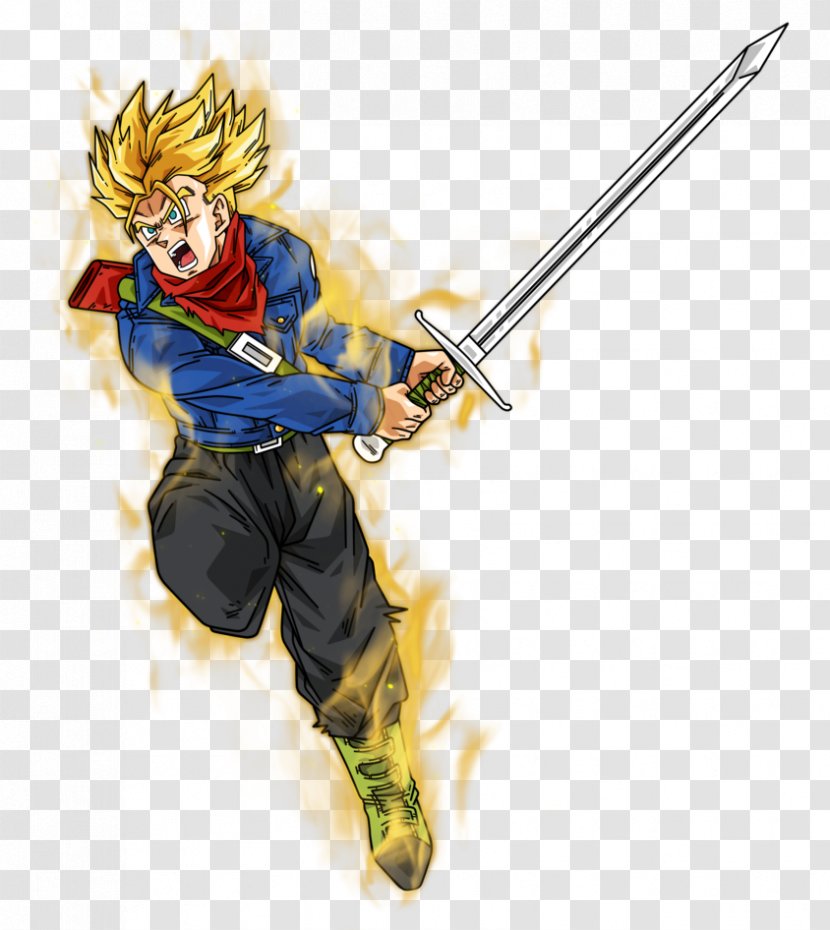 Trunks Goku Vegeta Dragon Ball FighterZ Super Saiya - Watercolor - Sword Transparent PNG