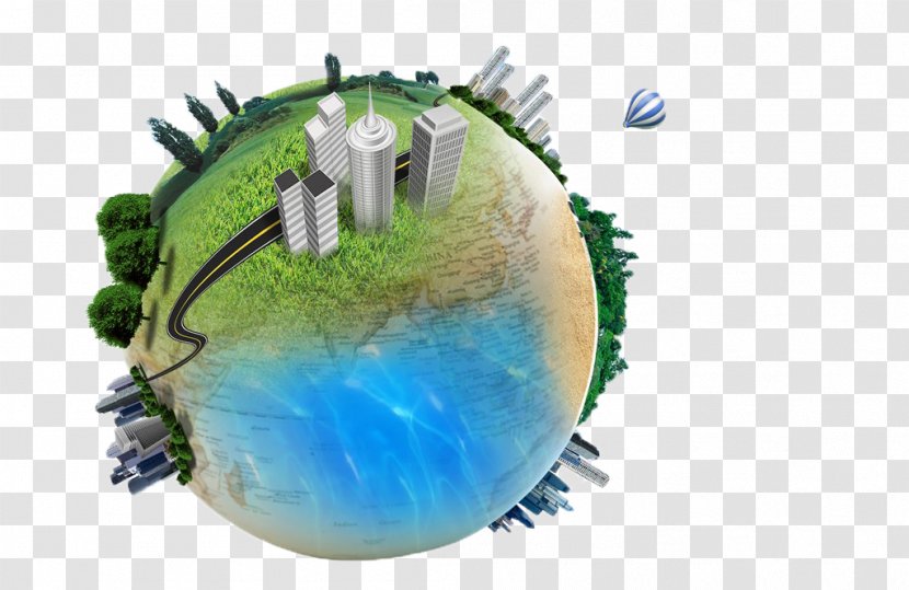 High Tech Information - Earth - Green City On Transparent PNG