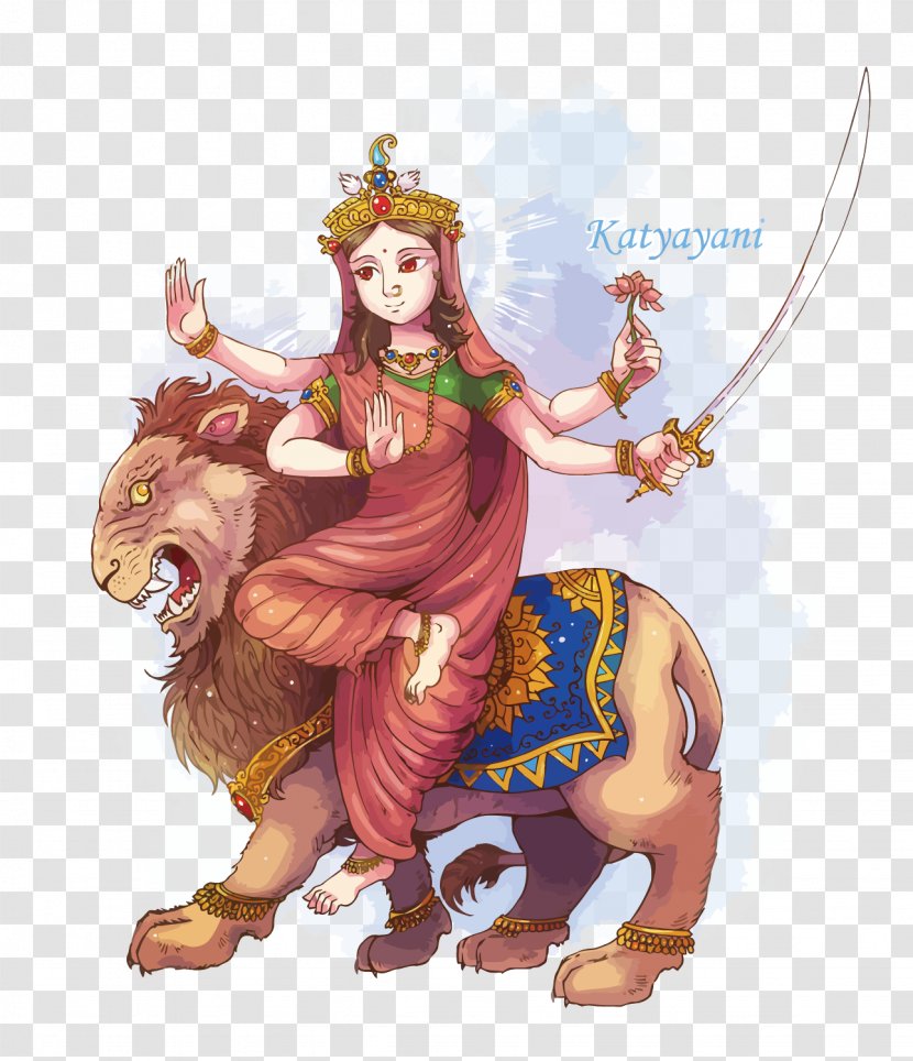 Navaratri Kātyāyanī Navadurga Kushmanda Parvati - Vector Emperor Interpretation Of Heaven Transparent PNG
