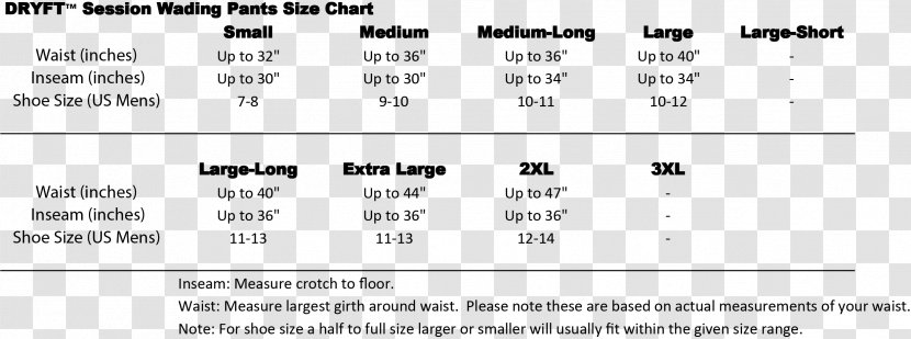 Shoe Size Clothing Sizes Waders Pants - Watercolor - Chart Transparent PNG