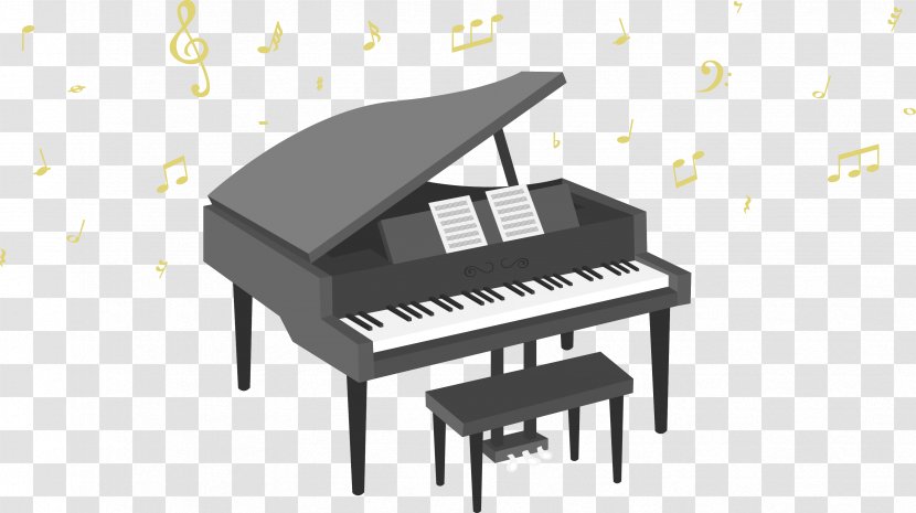 Piano Winterreise Pianist Musical Instrument - Flower - Black And Notes Transparent PNG