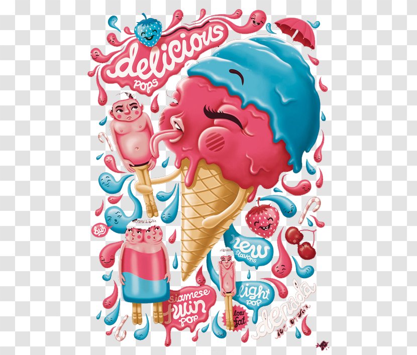 Strawberry Ice Cream Sundae Juice Cone - Fictional Character Transparent PNG