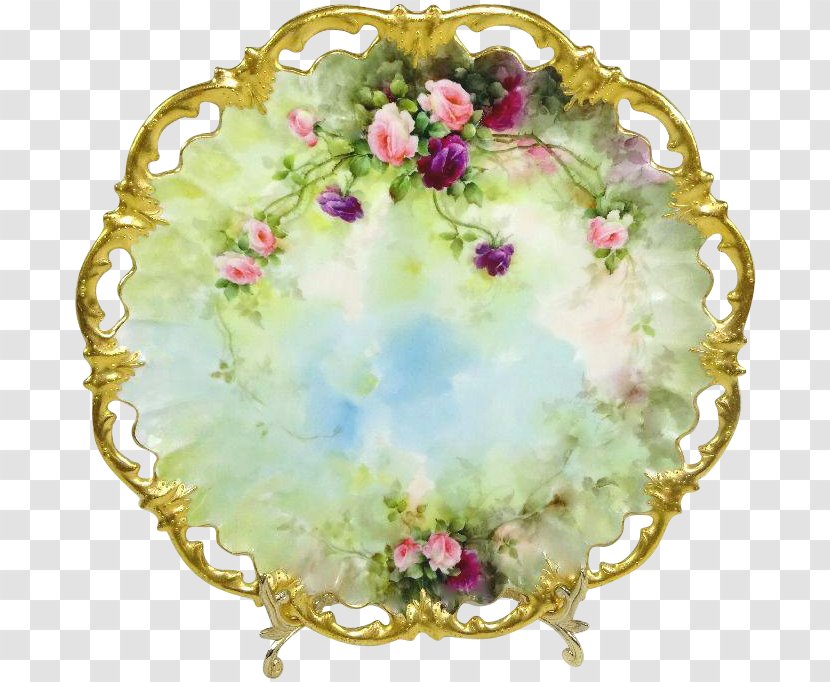 Flower Floral Design Tableware Platter Plate - Picture Frame - Hand-painted Border Transparent PNG