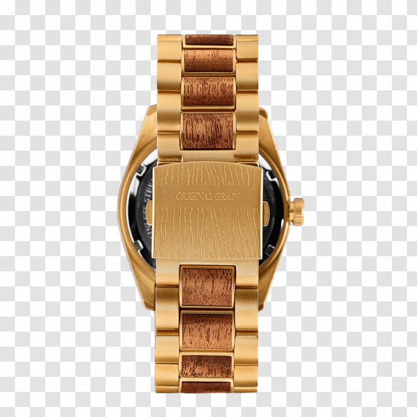Watch Strap Original Grain The Classic Analog Gold - Accessory - Mahogany Wood Transparent PNG