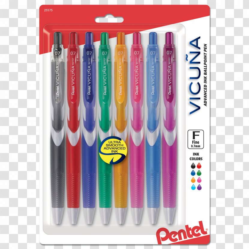 Pentel VICUÑA - Pen - Ballpoint PenBlackOil-based Pigment Ink0.35 MmFineRetractable Pens Gel PenCorrection Transparent PNG