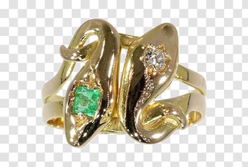 Emerald Snake Engagement Ring Gold - Jewellery Transparent PNG