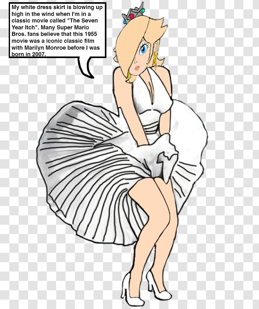 Rosalina Princess Peach Daisy White Dress Of Marilyn Monroe Mario Bros. - Watercolor - Warm-up Transparent PNG