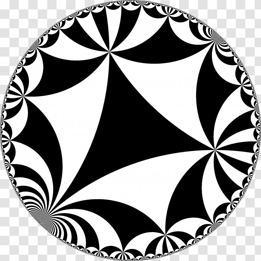 Hyperbolic Geometry Tessellation Space Plane Triangle - Black And White Transparent PNG
