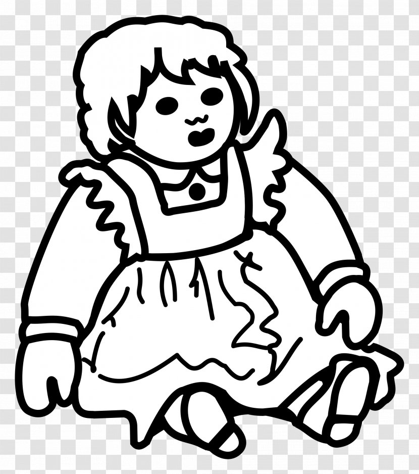 Doll Line Art Drawing Clip - Watercolor - Blackandwhitedoll Transparent PNG