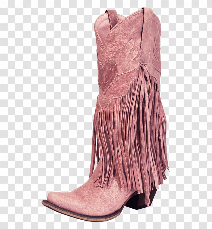 Cowboy Boot High-heeled Shoe Rose - Continental Fringe Transparent PNG