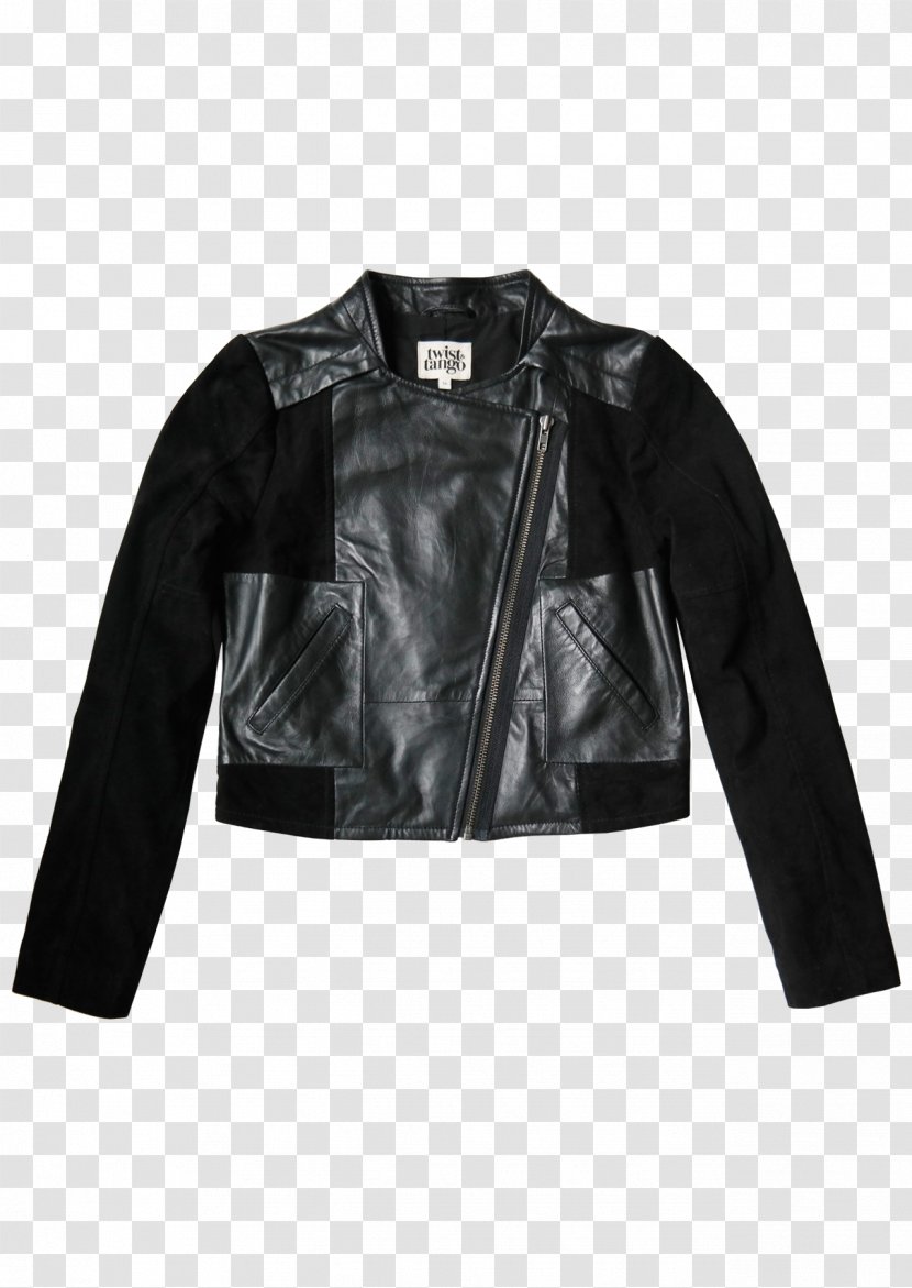 Leather Jacket Giubbotto Artificial - Ruffle - Black Transparent PNG