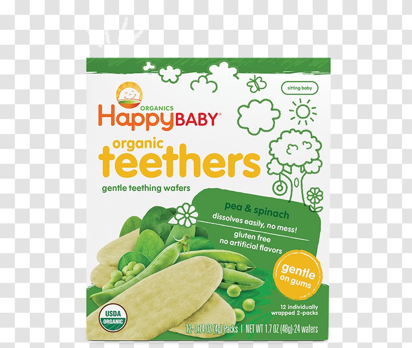 Organic Food Baby Happy Family Teether Infant - Weaning - Spinach Transparent PNG