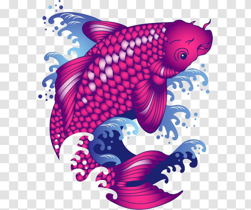 Butterfly Koi Goldfish Photography - Magenta - Watercolor Animals Transparent PNG