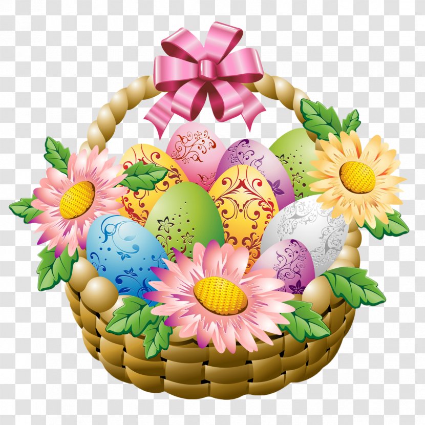Egg In The Basket Easter - Food Gift Baskets - With Eggs And Flowers Picture Transparent PNG