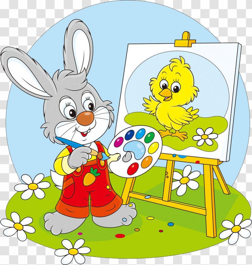 Cartoon Painting Royalty-free Illustration - Flower - Little Rabbit Painter Transparent PNG
