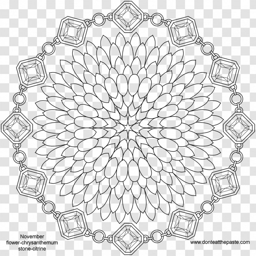 Mandala Birthstone Coloring Book Adult - Doily - Visual Arts Transparent PNG