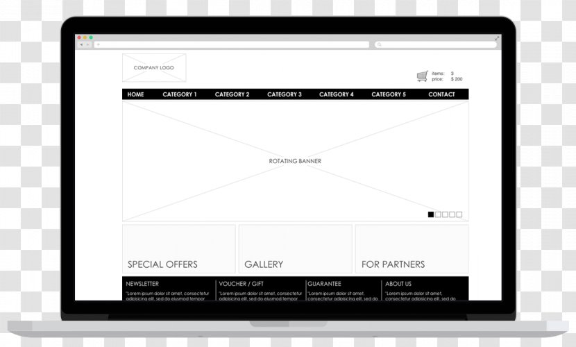 Website Wireframe Axure RP Balsamiq Template Prototype - Media - Design Templates Transparent PNG