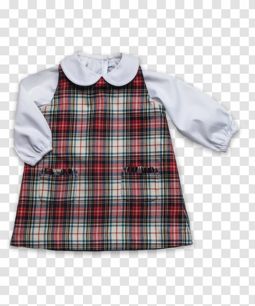Tartan Sleeve Dress Collar Button Transparent PNG