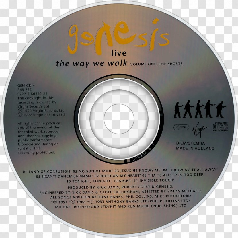 Compact Disc The Way We Walk, Volume One: Shorts Two: Longs Genesis Album - Label - Walk One Transparent PNG