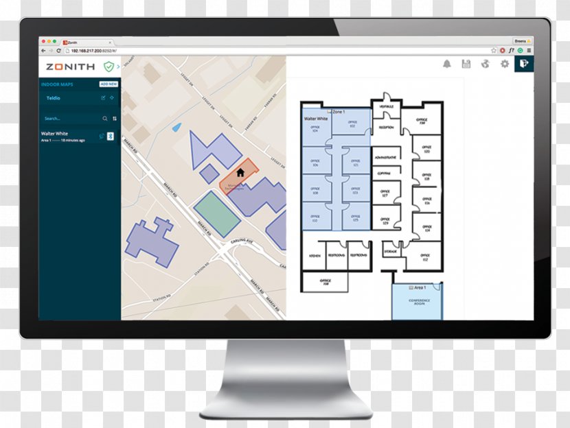 Real-time Locating System Computer Software Monitors Bluetooth - Indoor Floor Plan Transparent PNG