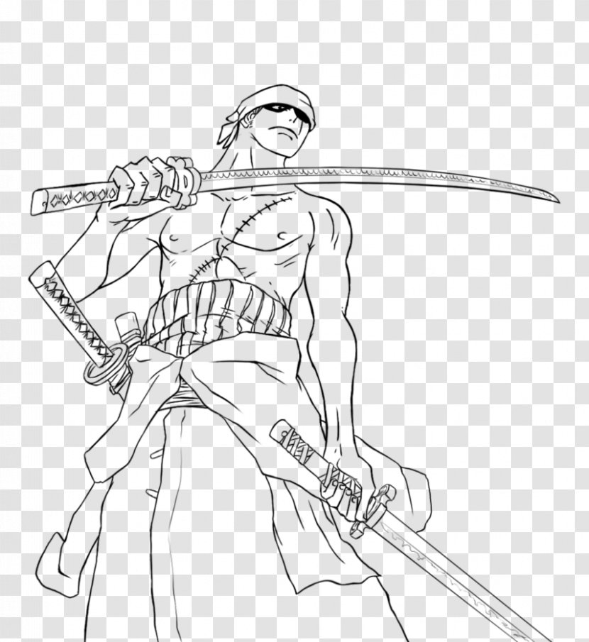Roronoa Zoro Coloring Book Child Drawing Line Art - Black And White Transparent PNG