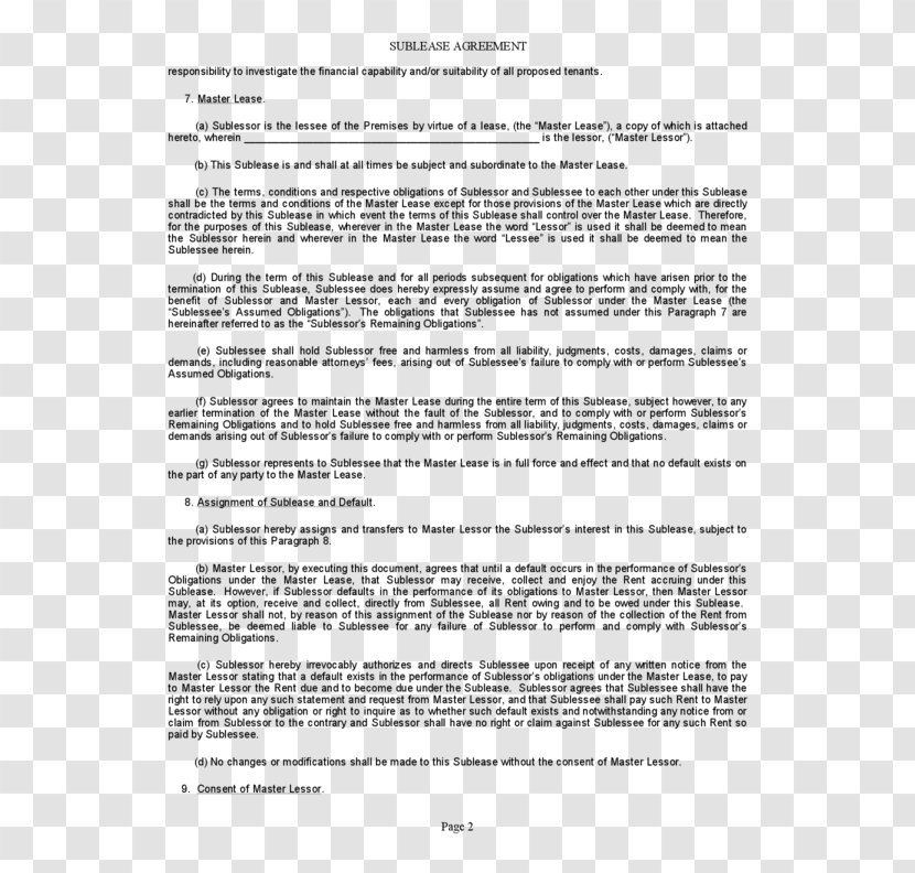 Document Contract Rental Agreement Lease California - Pdf - Leaseoption Transparent PNG