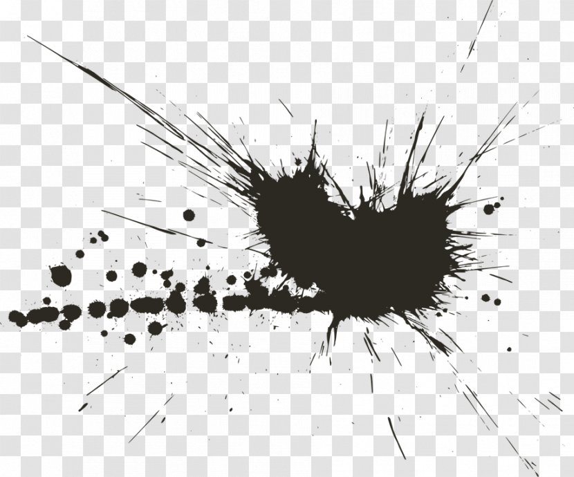 Black And White Drawing Ink - Colour Splash Effect Transparent PNG