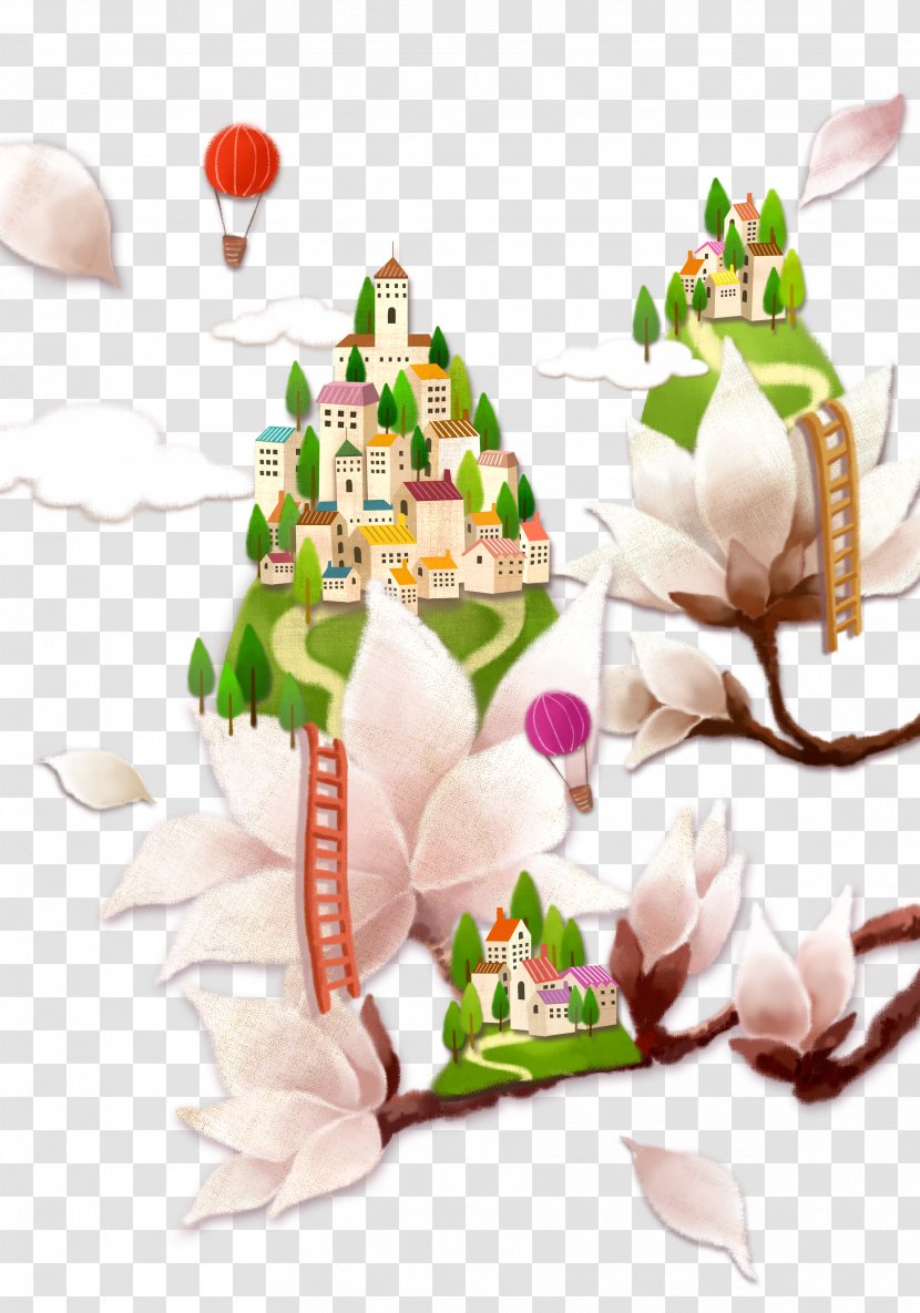 Flower Cartoon Building - Floral Design - House Transparent PNG