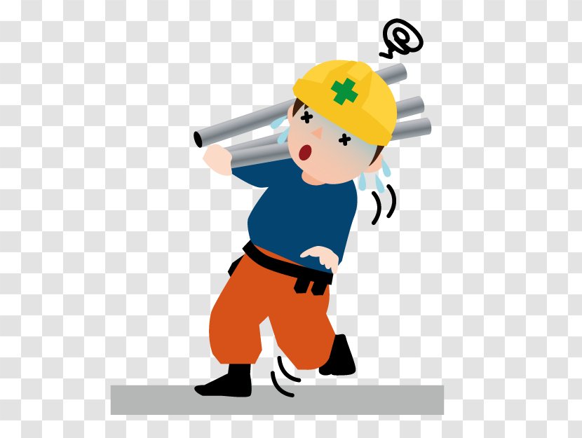 Cartoon Construction Worker Solid Swing+hit Baseball - Swinghit Transparent PNG