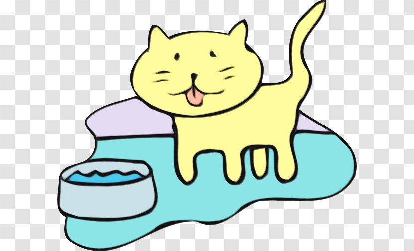 Green Cat Cartoon Yellow Head - Line Art Small To Mediumsized Cats Transparent PNG