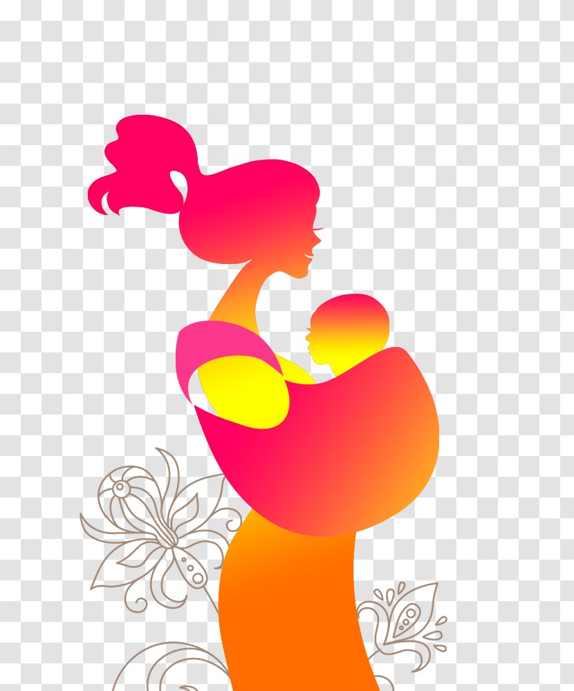 Silhouette Mother Child Clip Art - Heart - Color Transparent PNG