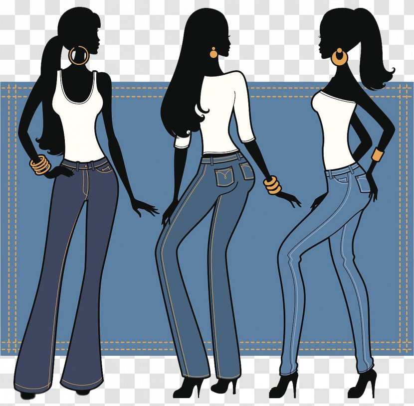 Jeans Denim Pants Illustration - Cartoon - Bellbottoms Model Transparent PNG