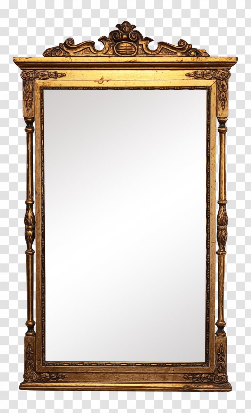 Wood Table Frame - Antique - Brass Metal Transparent PNG