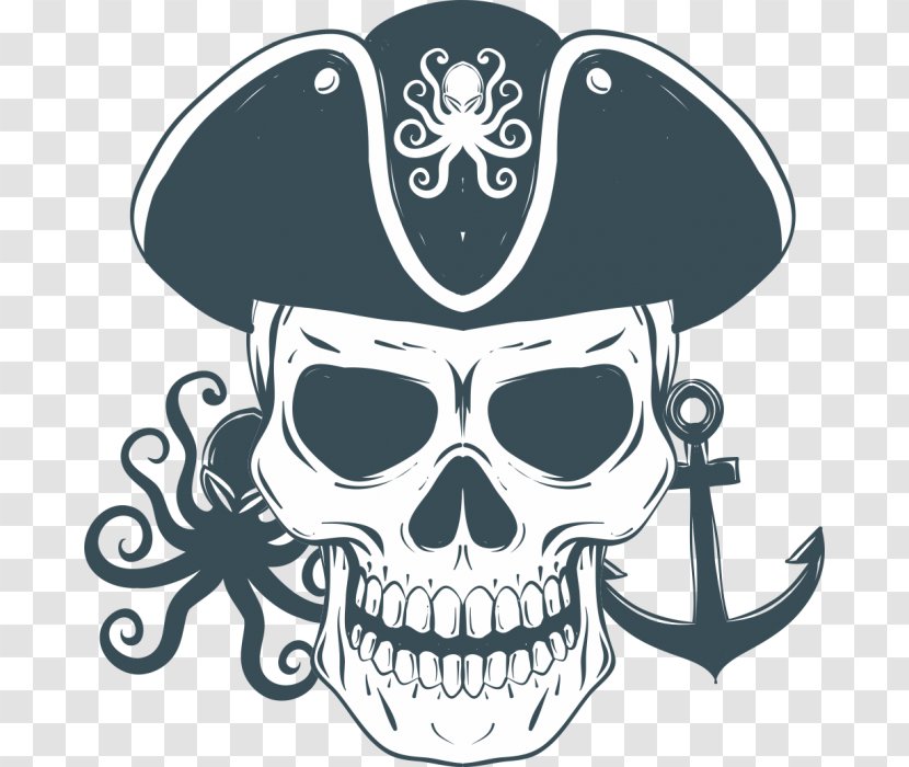 Skull Pirate Sticker Clip Art - Bone Transparent PNG