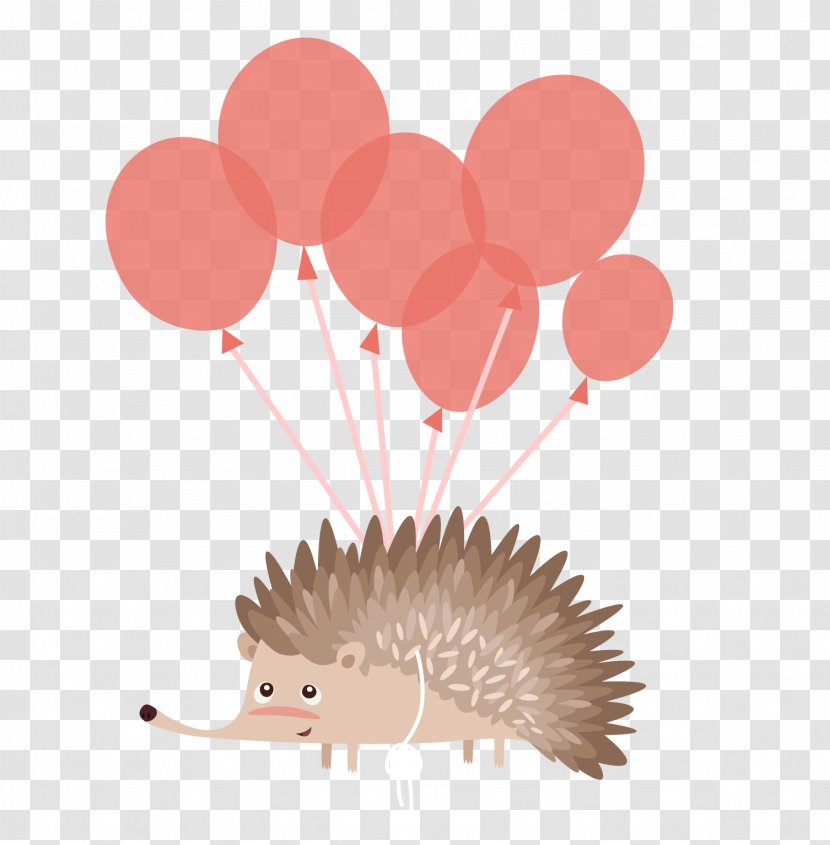 Hedgehog Birthday Cake Balloon Greeting Card - Cartoon - Balloons Vector Transparent PNG