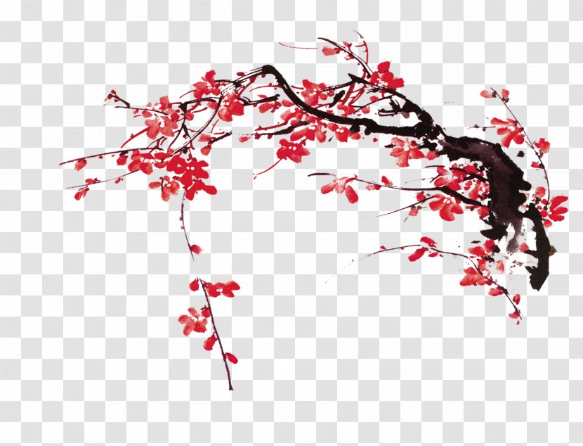 Vietnam Lunar New Year Coq De Feu - Chinese Painting Plum Blossom Transparent PNG