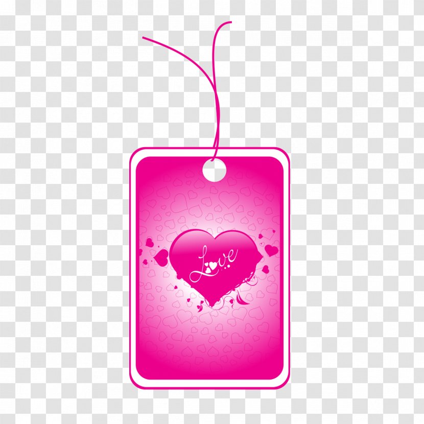 Love Heart Valentine's Day Illustration - Telephony - Purple Heart-shaped Tag Transparent PNG
