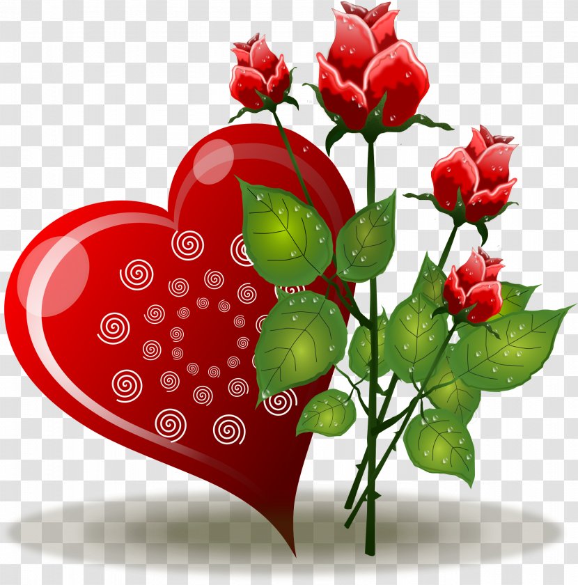 Heart Rose Flower Valentines Day Clip Art - Red Love Transparent PNG