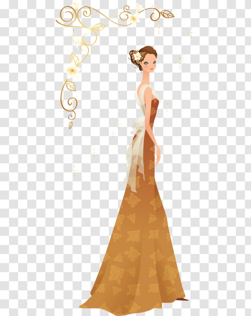 Wedding Dress Bride - Flower - Beautiful And Pattern Vector Material Transparent PNG